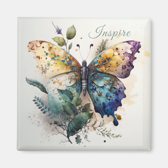 Papillon coloré Inspirer les mots Magnet (Devant)