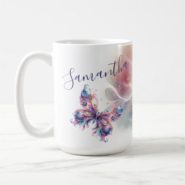 Papillon coloré Mug de café personnalisé (Gauche)