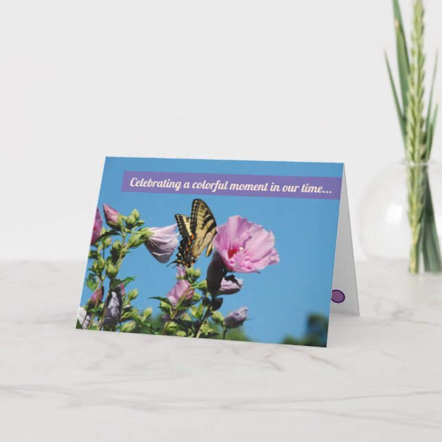 Papillon dans le carte de remerciements de fleurs (Devant)