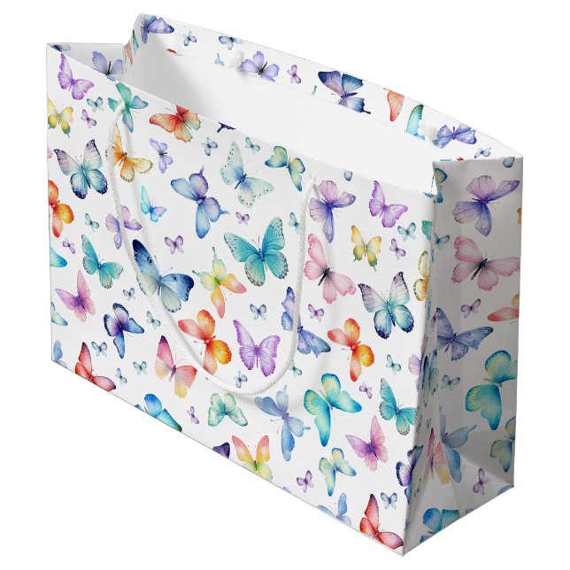 Papillon d'aquarelle grand sac cadeau (Dos Angle)