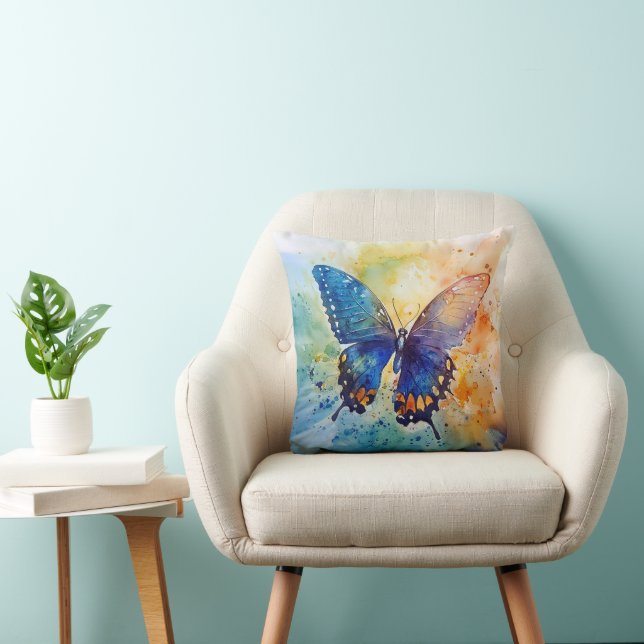 Papillon d'aquarelle - Oreiller à lancer artistiqu (Chaise)