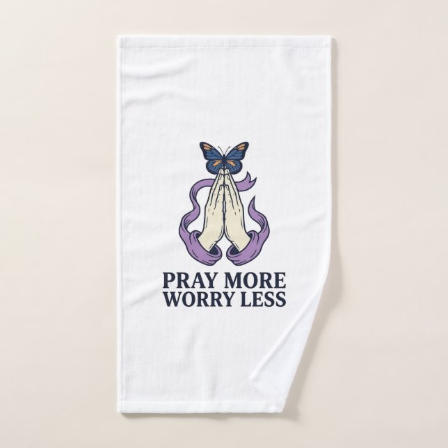 Papillon de chemise chrétien Priez plus Inquiétez  (Serviette à main)