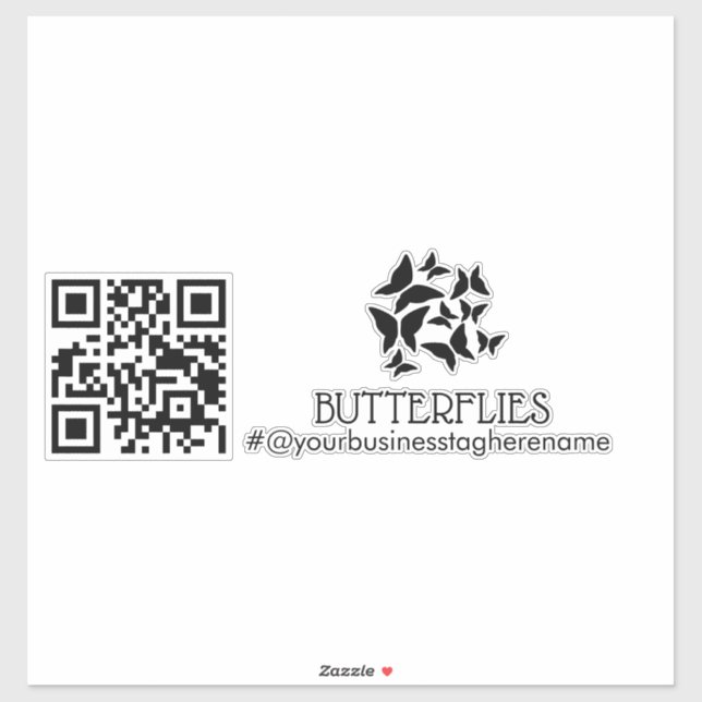 Papillon de code QR Autocollant de nom d'entrepris (Feuille)