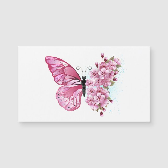 Papillon de fleurs avec Sakura rose (Devant)
