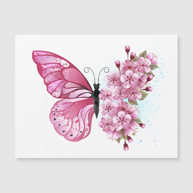 Papillon de fleurs avec Sakura rose (Devant)