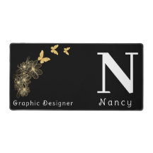 Papillon de fleurs d'or blanc noir minimaliste