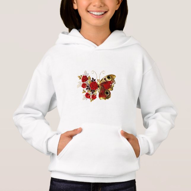 Papillon de fleurs rouges aux roses rouges (Devant)