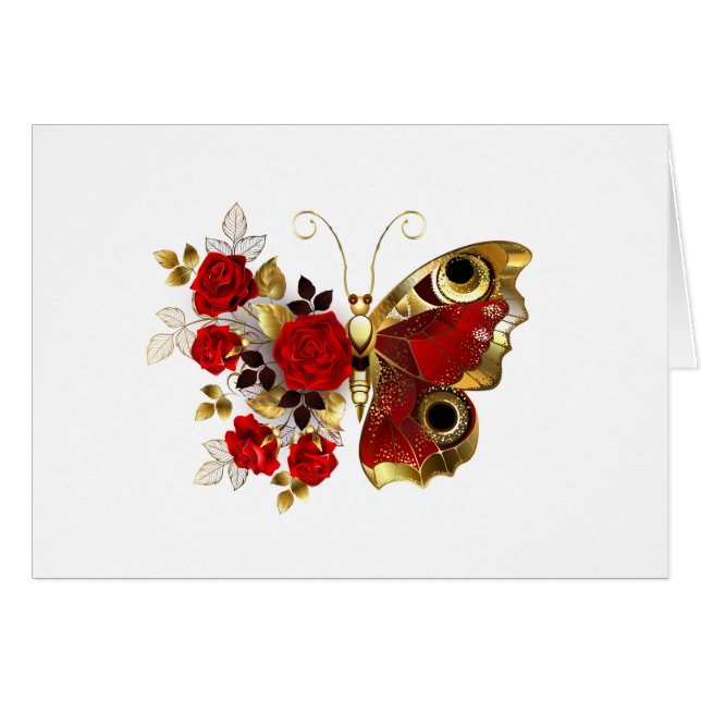 Papillon de fleurs rouges aux roses rouges (Devant horizontal)