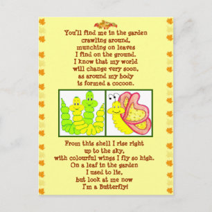 Papillon de la chenille poème carte postale