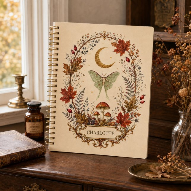 Papillon de lune automnal personnalisé sorcière  (Personalized Witchy Autumn Luna Moth Planner)