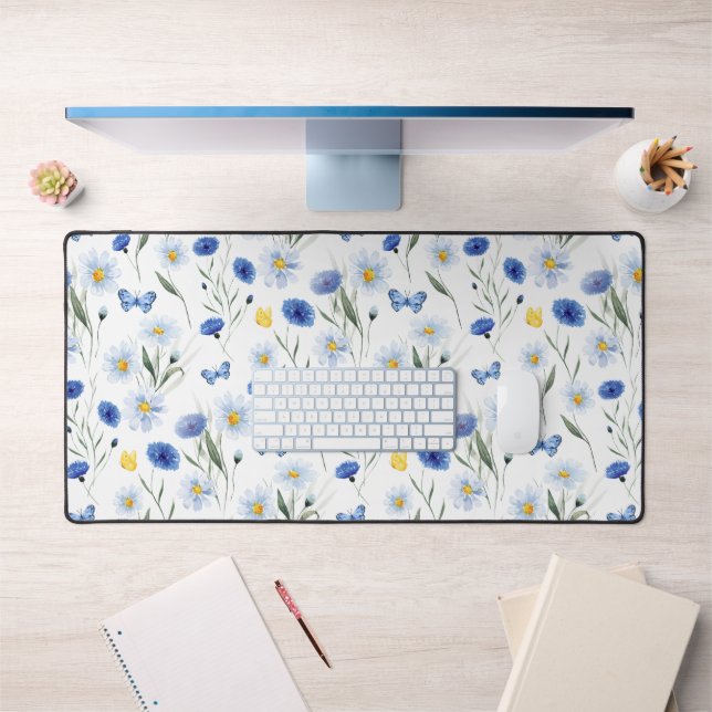 Papillon de prairie de fleurs sauvages aquarelle b (Bureau 1)