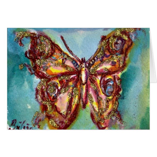 PAPILLON D'OR EN BLEU (Devant horizontal)