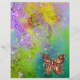 PAPILLON D'OR EN ÉTOILES JAUNE VERT VIOLET