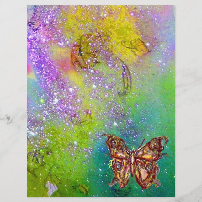 PAPILLON D'OR EN ÉTOILES JAUNE VERT VIOLET (Devant)