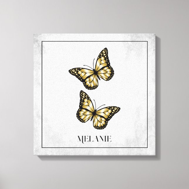 Papillon d'or toile florale Impression (Recto)