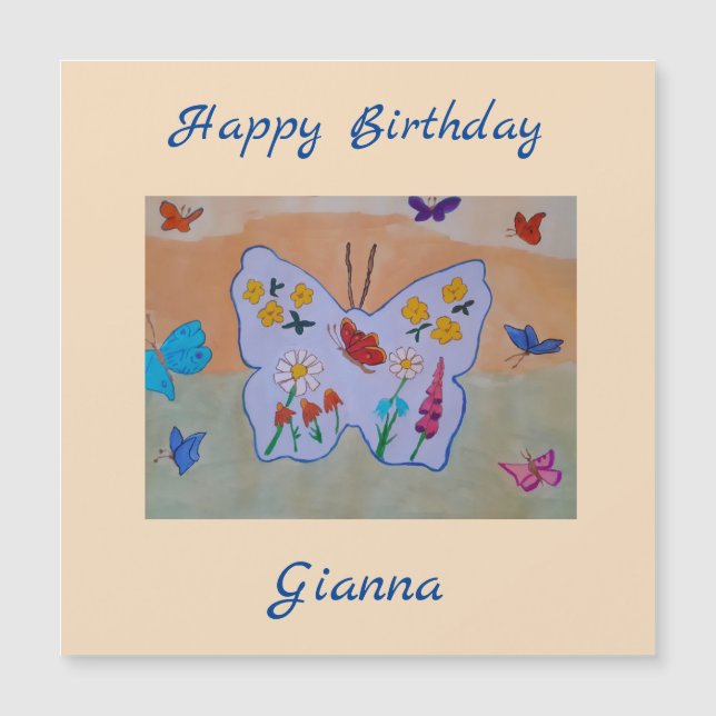 Papillon Dream Magnetic Birthday Card (Devant)