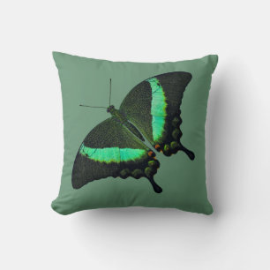 Papillon Emeraude Swallowtail Coussin (Vert)