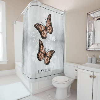 Papillon en cuivre Rideau de douche fleurie