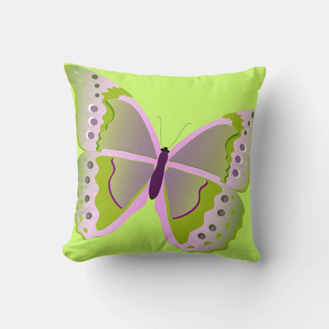 Papillon en rose et vert des Coussins MoJo américa (Recto)