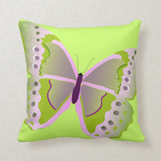 Papillon en rose et vert des Coussins MoJo américa