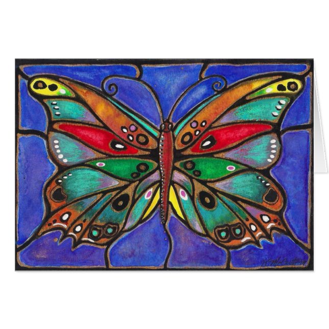 Papillon en verre souillé--art frais à porter ou (Devant horizontal)