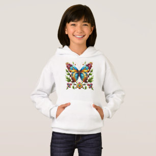 Papillon en vitrail coloré avec fleurs