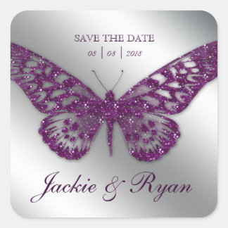 Papillon Enregistrer Date Mariage Stickers Purple 