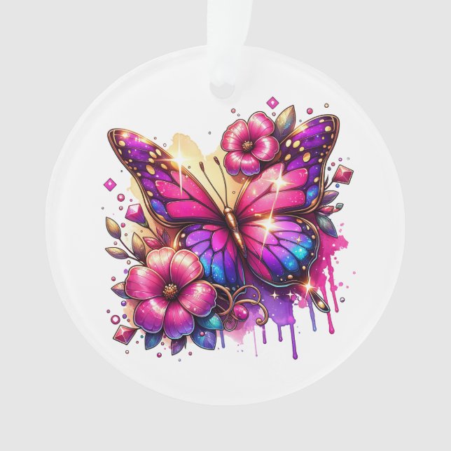 Papillon et fleurs de Noël personnalisés (devant)