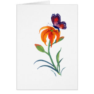 Papillon et lis tigré de monarque