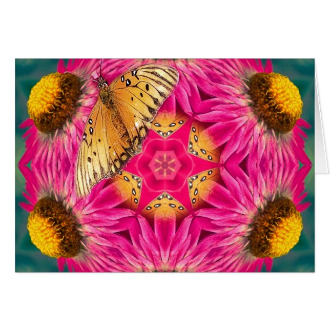 Papillon et mandala de Strawflower (Devant horizontal)