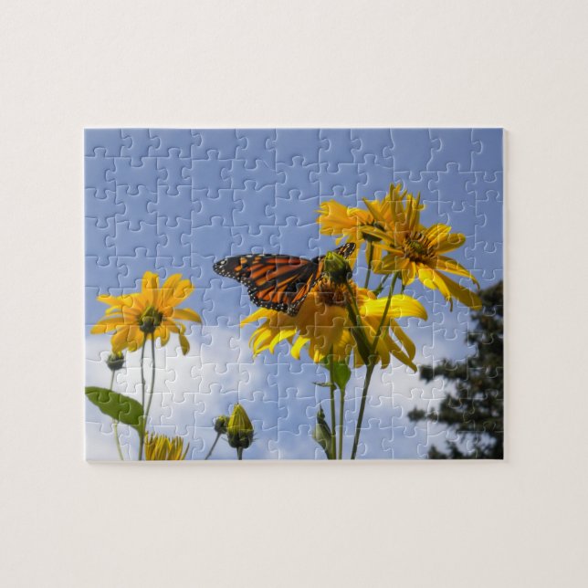 Papillon et puzzle tournesol (Horizontal)