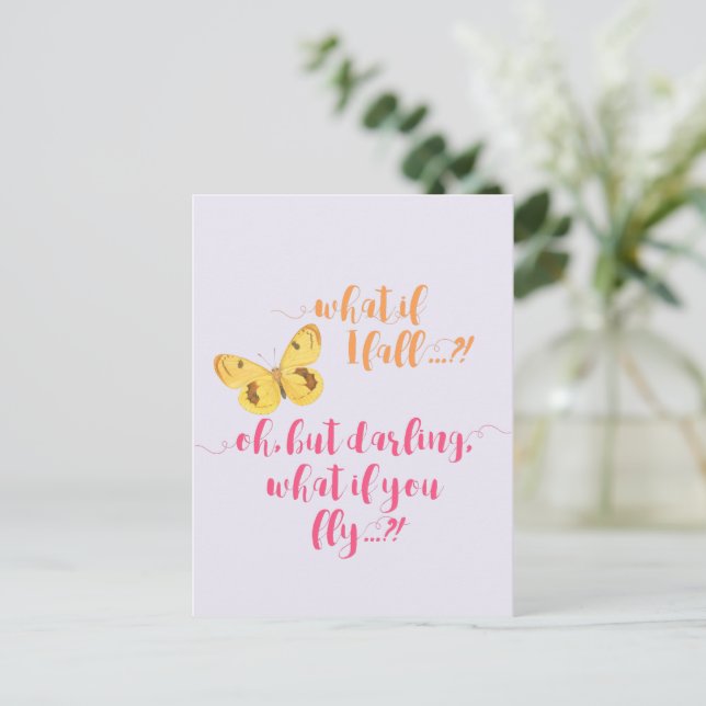 Papillon Et si je tombe ? - Carte postale inspiran (Debout devant)