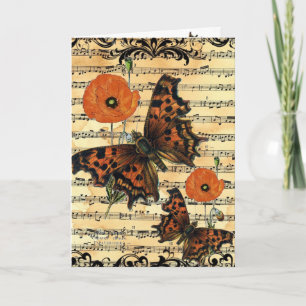 Papillon européen avec carte de voeux Poppy