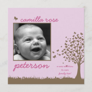 papillon fille faire-part de naissance