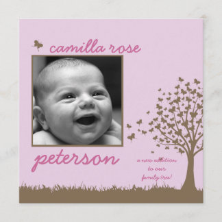 papillon fille faire-part de naissance