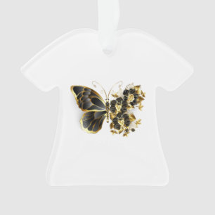 Papillon fleur d'or avec orchidée noire