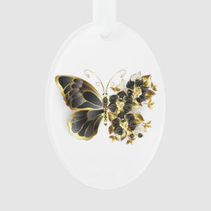 Papillon fleur d'or avec orchidée noire