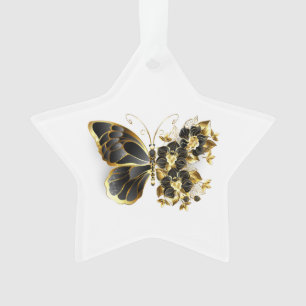 Papillon fleur d'or avec orchidée noire