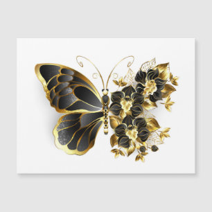 Papillon fleur d'or avec orchidée noire