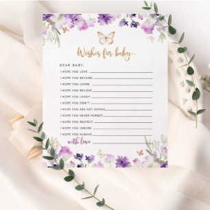 papillon fleur sauvage en or violet souhaits pour 