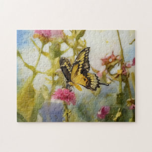 Papillon Fleurs de jardin Puzzle d'art