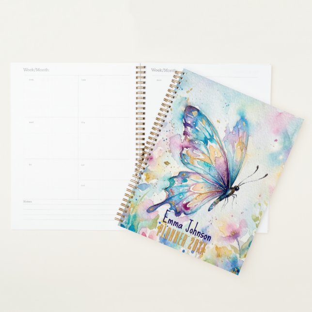 Papillon Floral Aquarelle Coloré (Devant avec enveloppe)