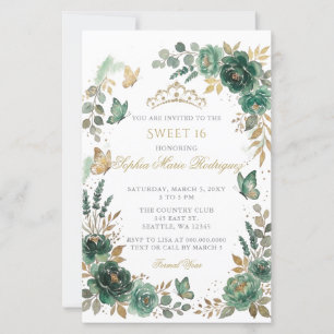 Papillon Floral Budget Emeraude Or Sweet 16