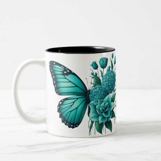 Papillon floral coloré mou Mug (Gauche)