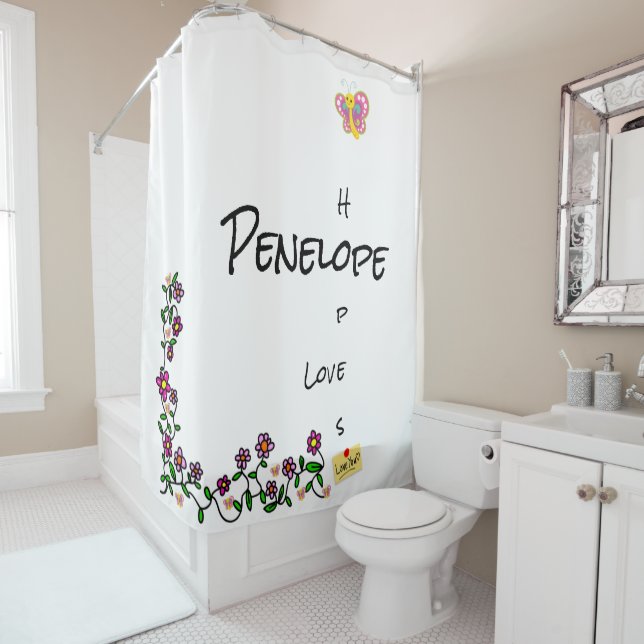 Papillon floral du rideau de douche (En situation)