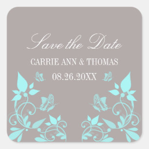 Papillon floral Enregistrer les stickers Date, Aqu
