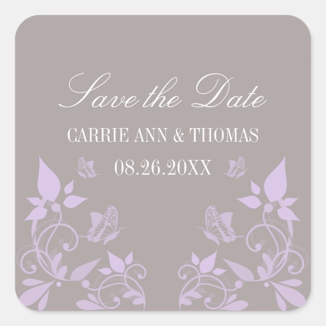 Papillon floral Enregistrer les stickers de date,  (Devant)