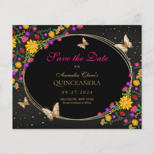 Papillon Floral Noir Mexicain Quinceanera