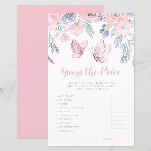 Papillon floral rose pourpre Guess du jeu de prix (Devant / Derrière)