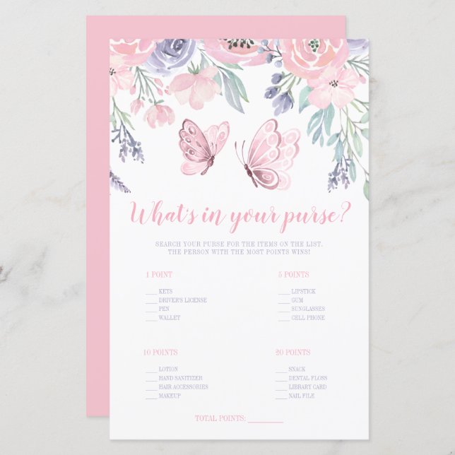 Papillon floral rose pourpre Qu'y a-t-il dans votr (Devant / Derrière)